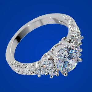 Women’s Silver Tone Clear Stone Cluster Ring Size 7 Gift Box Included